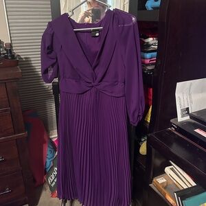 Maison Tara Deep Purple Long Sleeve Dress